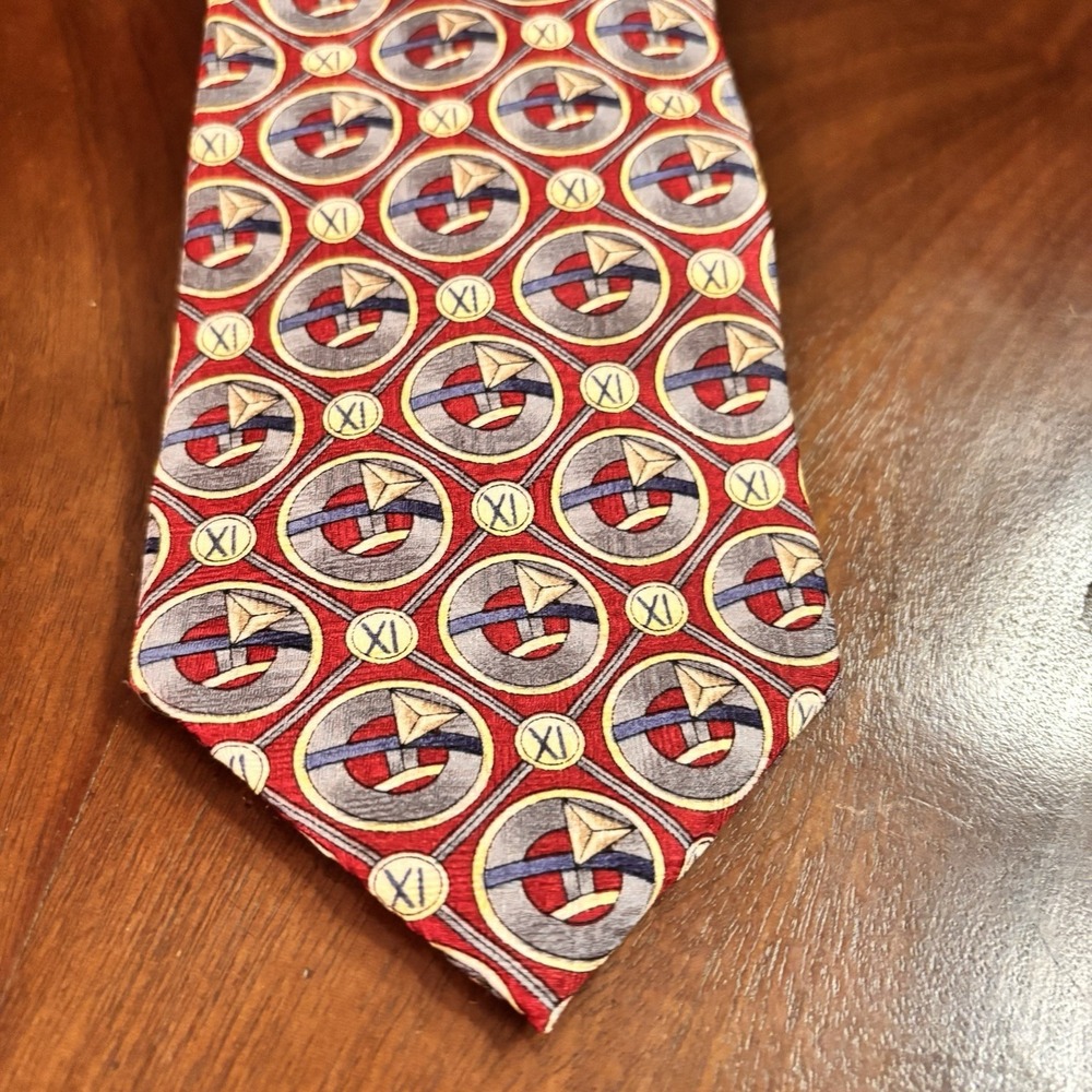 J Garcia Collector's Edition Silk Tie Red Geometric Abstract Circle Necktie Silk
